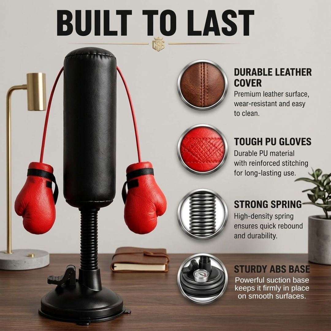 Interactive Cat Punching Bag Toy with Suction Cup Base & Soft Plush Gloves