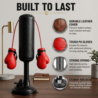 Interactive Cat Punching Bag Toy with Suction Cup Base & Soft Plush Gloves