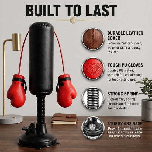 Interactive Cat Punching Bag Toy with Suction Cup Base & Soft Plush Gloves