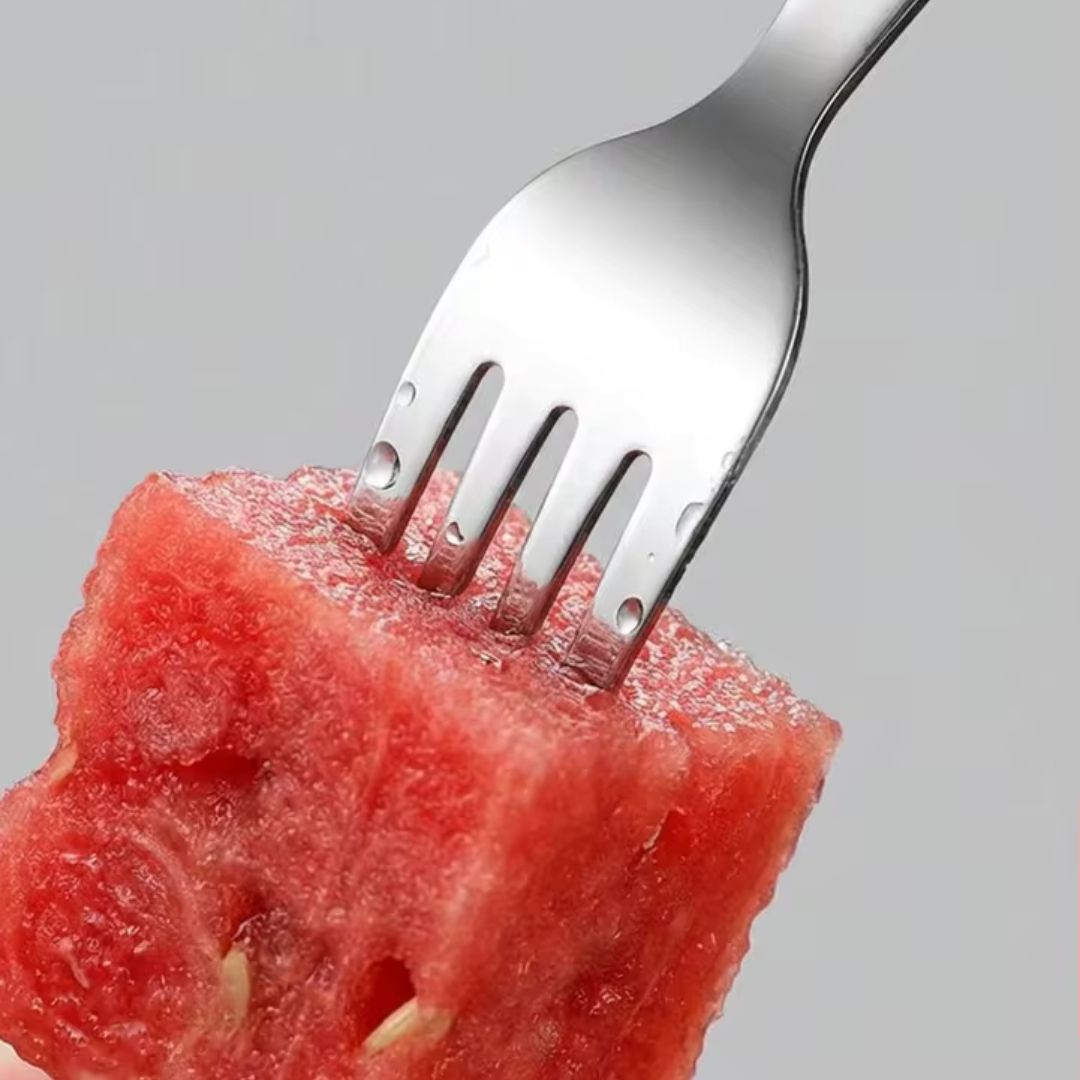 2-in-1 Stainless Steel Watermelon Cube Cutter & Serving Fork