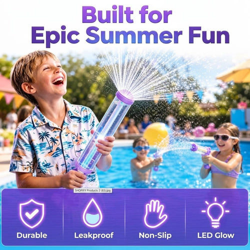 Ultimate Glow Water Gun | LED Rainbow Mist Blaster for Pool Parties & Backyard Fun