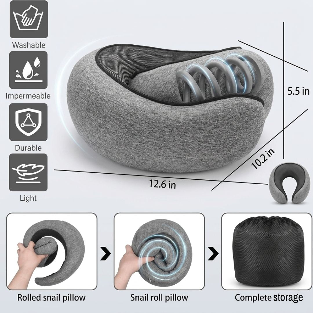 360° Wrap-Around Travel Neck Pillow for Flights, Road Trips & Better Rest