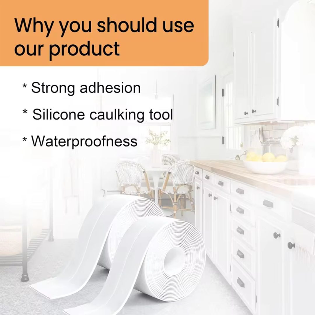 30% OFF! Waterproof Self-Adhesive Caulk Strip for Kitchen & Bathroom Sealing