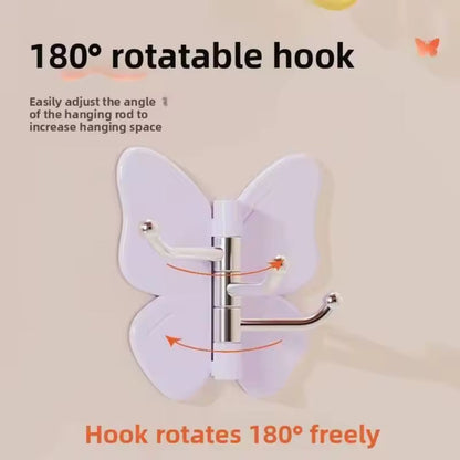 Butterfly 3-in-1 Rotating Adhesive Wall Hooks – No-Drill Space-Saving Organizer