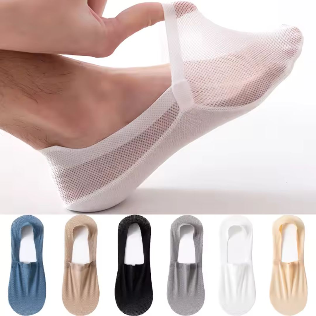 Ultra-Breathable No-Show Socks with Anti-Slip Heel Grip – Soft Low-Cut Mesh Footies
