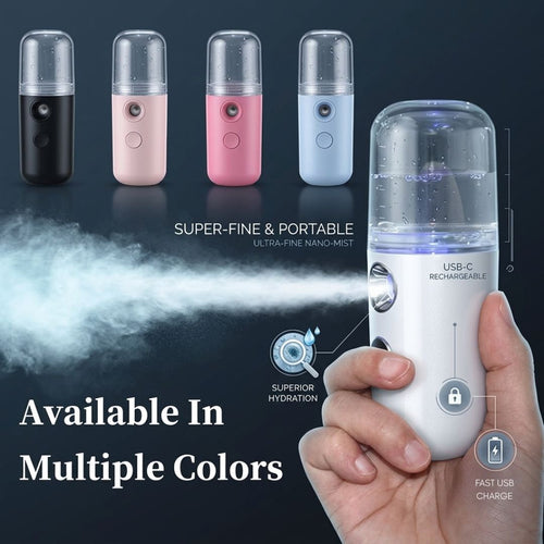 Portable USB-C Rechargeable Nano Mist Sprayer with 30ml Leak-Resistant Tank