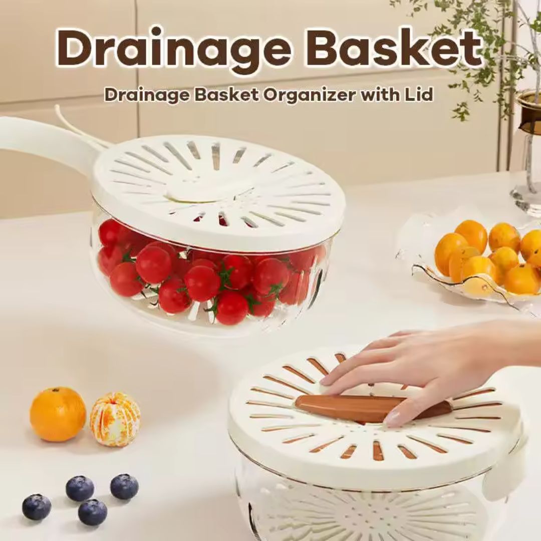 Rotating Wash & Drain Basket with Folding Handle – Rinse, Soak & Drain