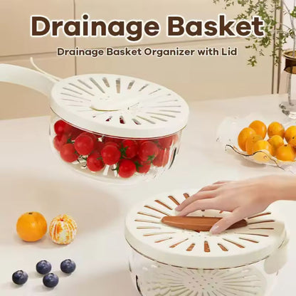 Rotating Wash & Drain Basket with Folding Handle – Rinse, Soak & Drain