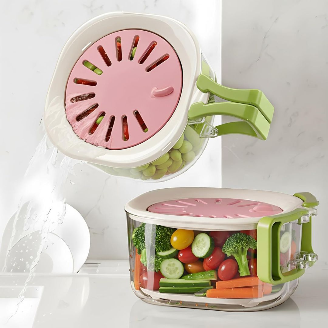 Rotating Wash & Drain Basket with Folding Handle – Rinse, Soak & Drain