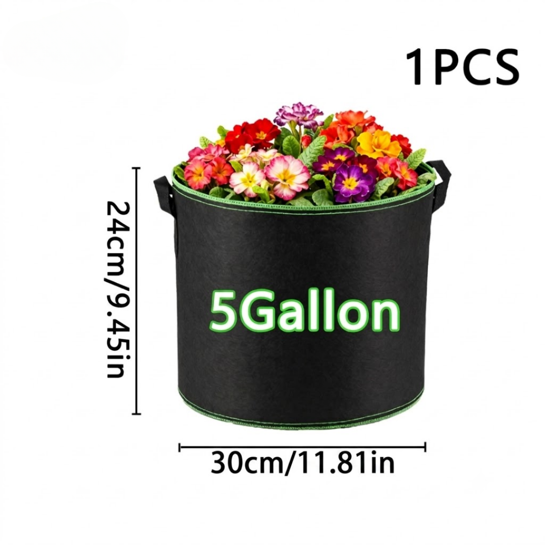 🌱 5-Pack 5 Gallon Grow Bags – Heavy Duty Aeration Fabric Pots with Handles for Vegetables, Flowers & Fruits 🪴