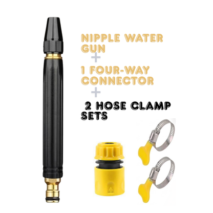 High-Pressure Water Nozzle | All-Metal Heavy Duty Hose Sprayer for Car Wash, Garden & Driveway Cleaning