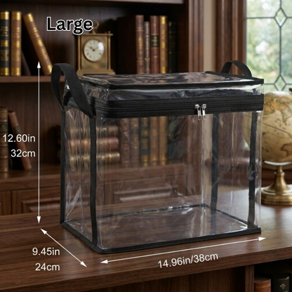 Clear PVC Book & Media Storage Box with Handle – Waterproof, Dustproof Stackable Organizer