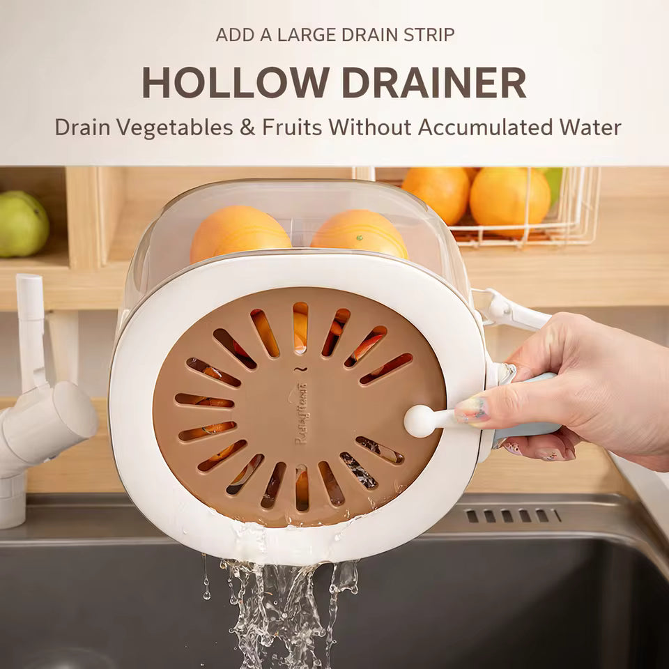 Rotating Wash & Drain Basket with Folding Handle – Rinse, Soak & Drain