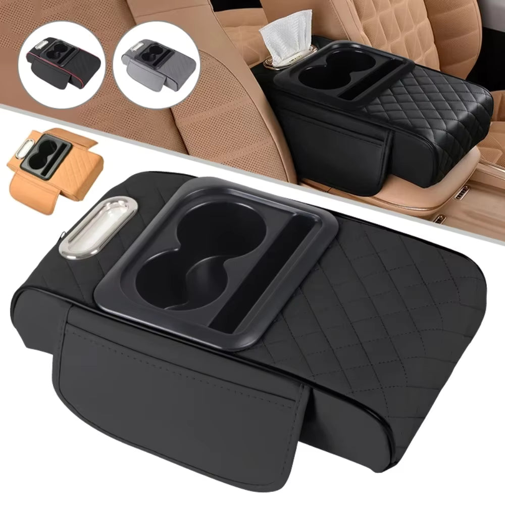 Wireless Charging Car Armrest Heightening Pad with Storage Organizer