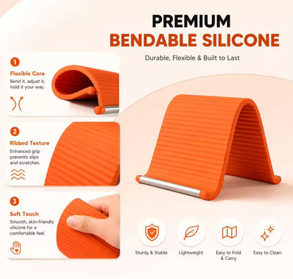 Flexible Roll-Up Silicone Phone & Tablet Stand – Portable 2-in-1 Device Stand and Protective Mat