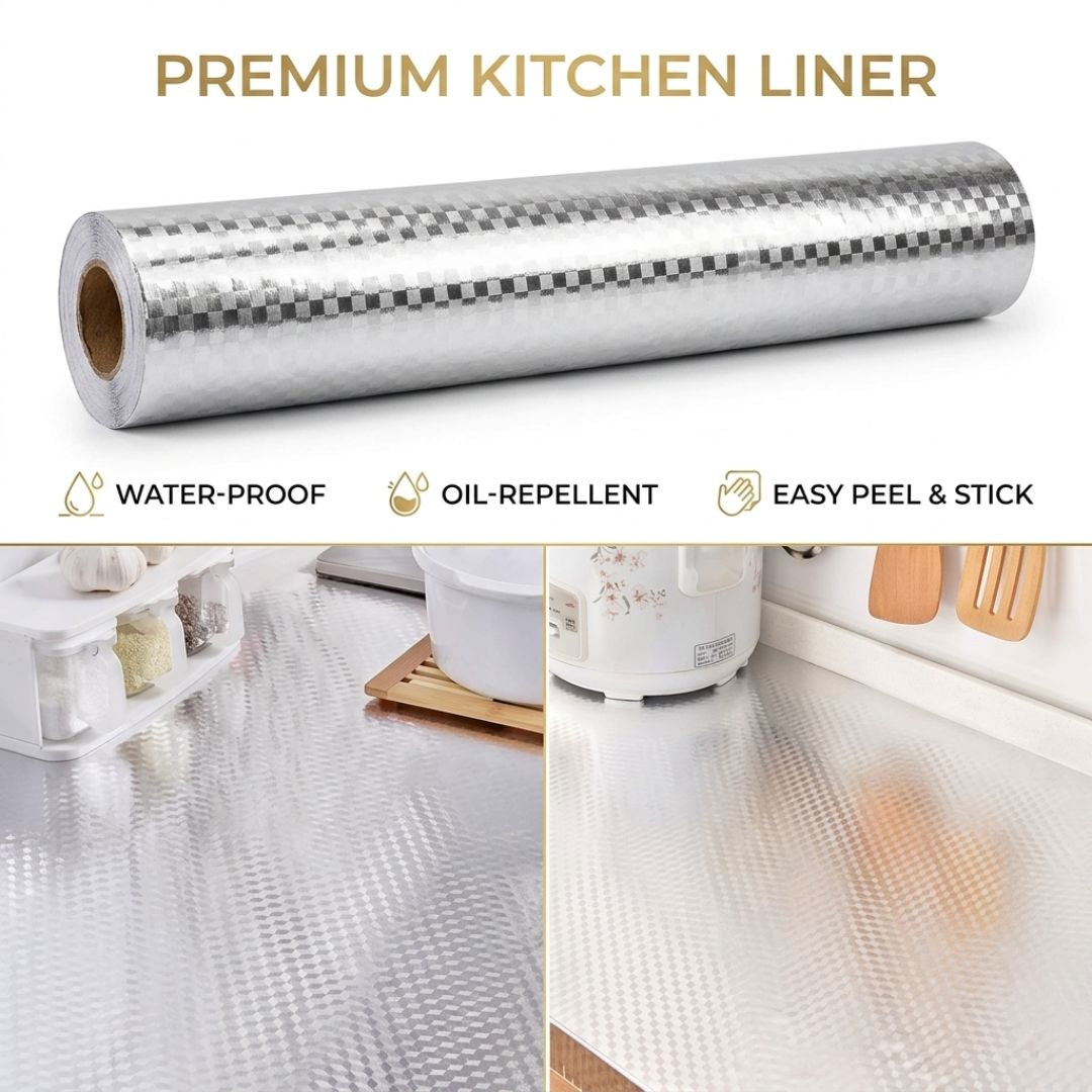 Premium Peel & Stick Kitchen Liner — Heat-Resistant, Oil-Repellent & Waterproof Surface Protector