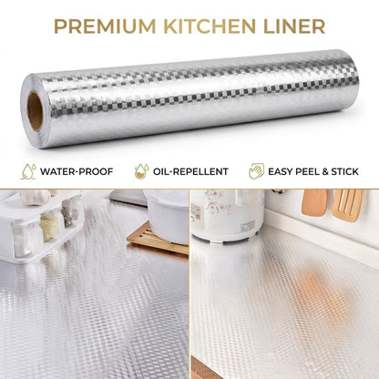 Premium Peel & Stick Kitchen Liner — Heat-Resistant, Oil-Repellent & Waterproof Surface Protector