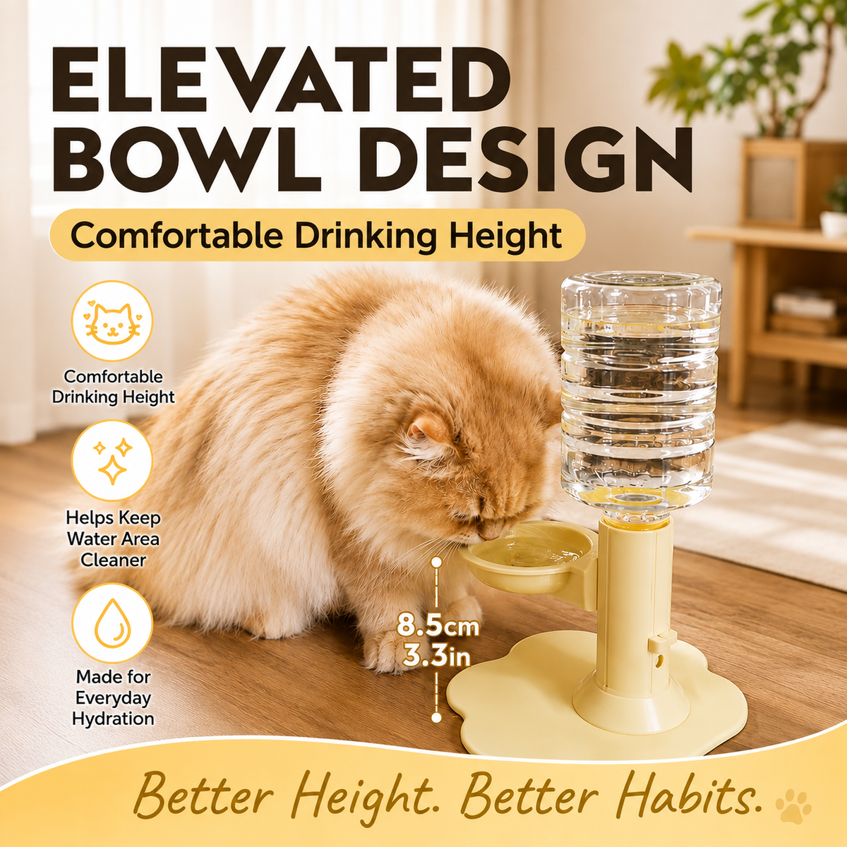 Gravity Cat Water Dispenser Stand, Spill-Proof, Filter-Free, No Electricity with a Bucket