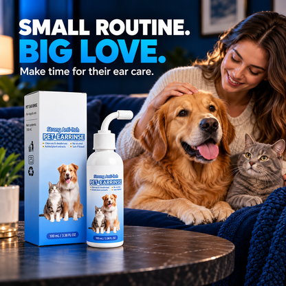 Gentle Pet Ear Cleaner Solution (100ml) | Plant-Based, Anti-Itch & Odor Relief for Dogs & Cats