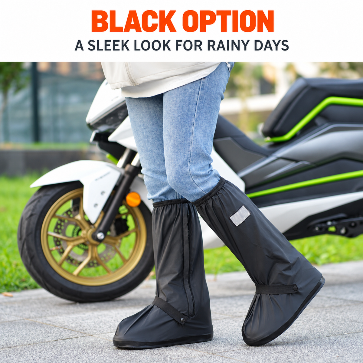 High-Shaft Waterproof Rain Shoe Covers Elastic Zipper Anti-Slip Transparent Reusable Overshoes