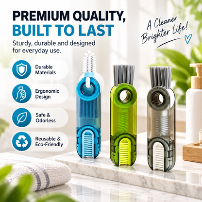 3-in-1 360° Bottle & Lid Cleaning Brush – Deep Clean Gaps, Grooves & Hard-to-Reach Corners