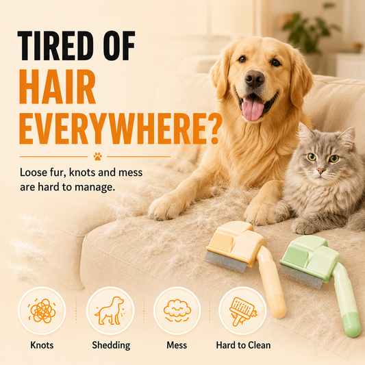 One-Key Self-Cleaning Pet Grooming Comb – Detangle, Deshed & Release Loose Fur Fast