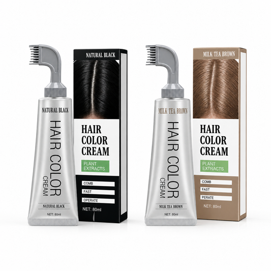🌟 Easy-Comb Fruit-Based Hair Color Gel | 100% Gray Coverage | Plant-Derived, No-Bleach Self-Dye Cream