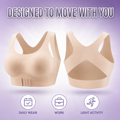 Front-Clasp Thin Seamless Bra for Posture Correction, Beauty Back, and Gathering Effect, Adjustable Bra Without Underwire, Women's Vest-Style Bra