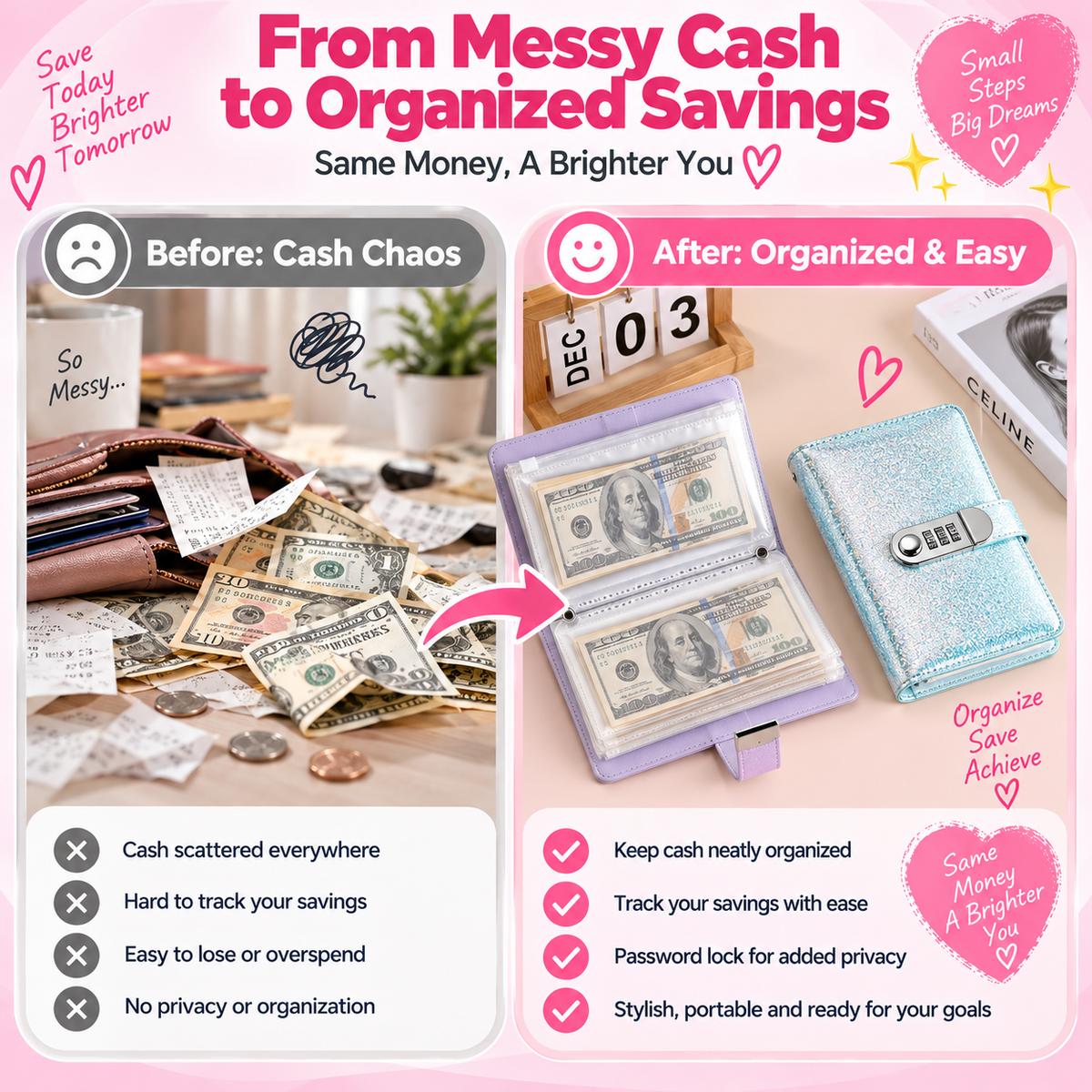 Glitter Password Lock Budget Binder