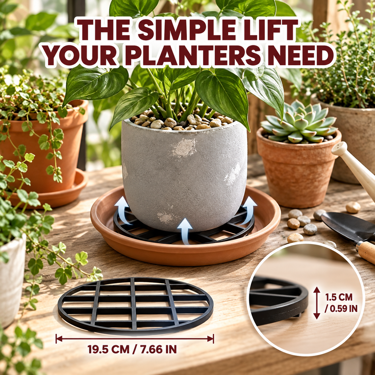 Premium Plant Pot Elevator Grid – Heavy Duty Drainage Mat & Surface Protector for Healthier Roots