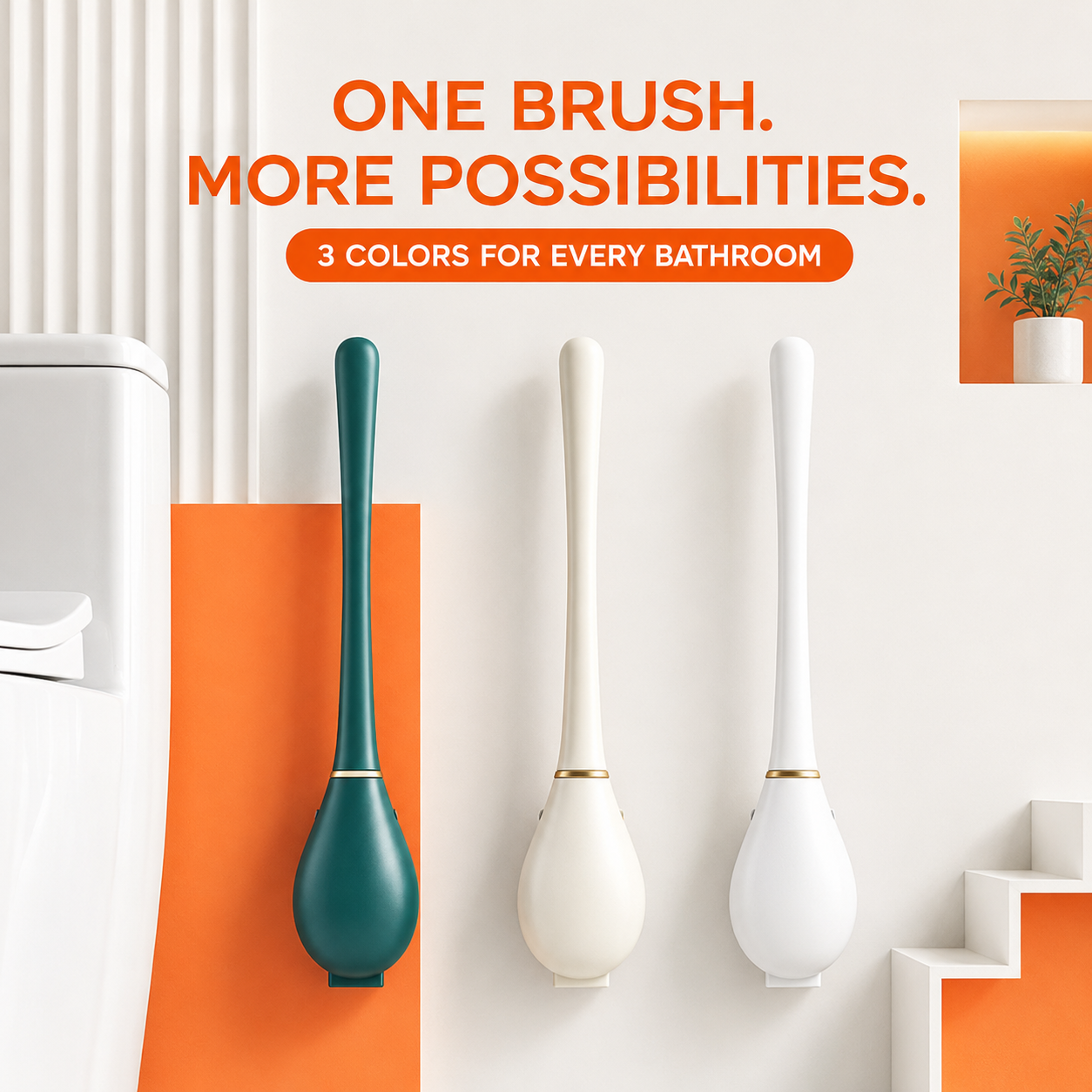 Bathroom Wall-Mounted Toilet Brush Magnetic Opening and Closing Silicone Soft Brush Automatic Opening and Closing Creative Toilet Cleaning Brush