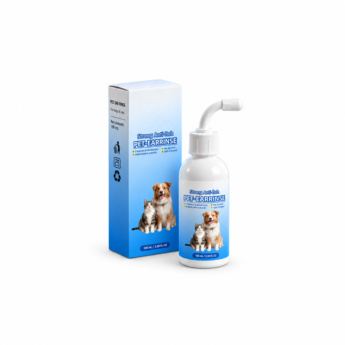 Gentle Pet Ear Cleaner Solution (100ml) | Plant-Based, Anti-Itch & Odor Relief for Dogs & Cats