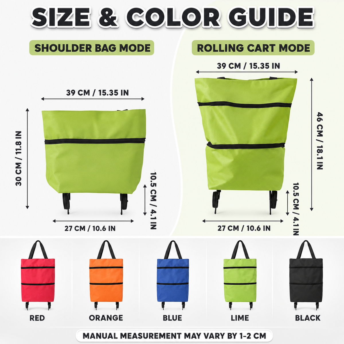Portable Grocery Shopping Cart, Household Foldableable Carryable Shopping Bag, Lightweight Wheeled Trolley,