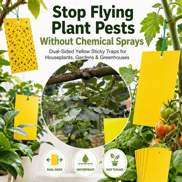 Dual Sided Yellow Sticky Traps for Flying Plant Insect Like Fungus Gnats -upsell