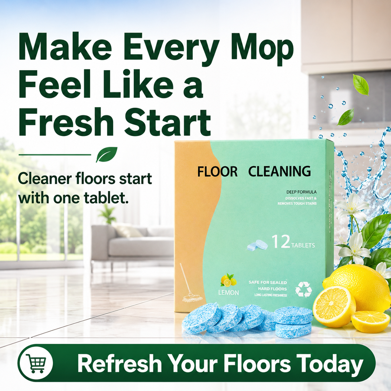 Magic Floor Cleaning Tablets – Fast Dry & No Residue