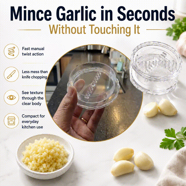 MCOIKY® Manual Garlic Twister Masher, Multi-Purpose Kitchen Mincer Grinder