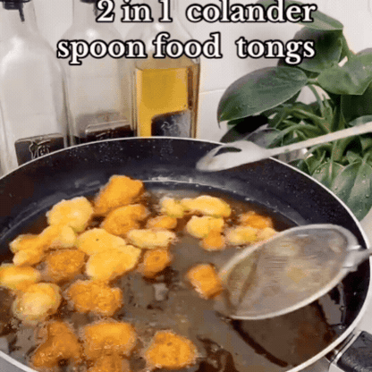Frying Oil Filter Clamp Oil Spoon Oil Drain Food Clamp Kitchen Colander Stainless Steel Fried Food Oil Spoon Filter Mesh