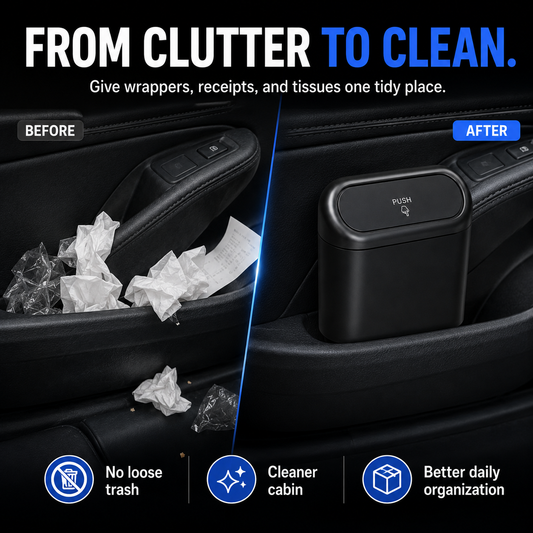 Compact Push-Lid Car Trash Can – Keep Your Car Clean & Clutter-Free