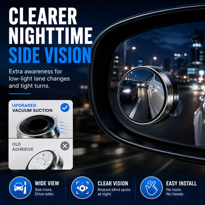 Glue-Free Vacuum Suction Convex Blind Spot Mirror – Wide-Angle Car Side Mirror