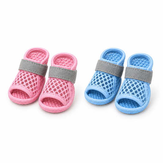 Breathable Mesh Dog Sandals | Shock-Absorbing Non-Slip TPR Sole Shoes with Reflective Straps for Small & Medium Dogs